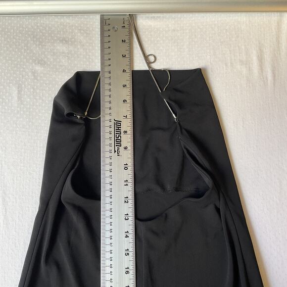 VINTAGE Express Women Long Cocktail Dress Size 1/2 Black Sleeveless Stretchy - Picture 9 of 10